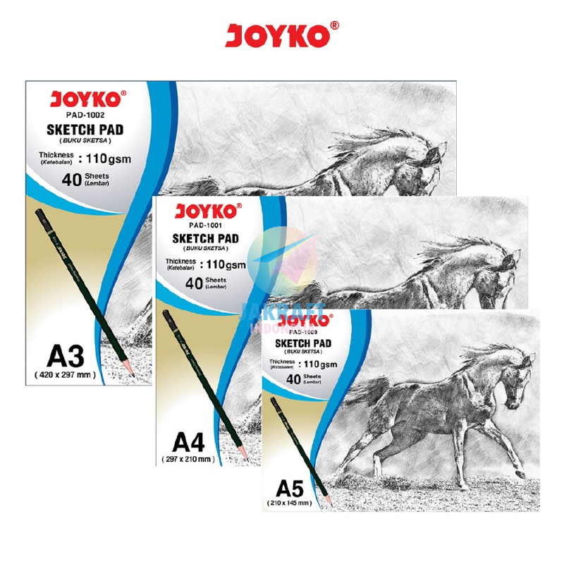 

(40 Lembar) Sketch Book Horizontal JOYKO PAD-1000 Kecil A5 / PAD-1001 Besar A4 / PAD-1002 Jumbo A3 Tebal 110 Gsm Gram Buku Sketsa Tidur Gambar Putih Polos