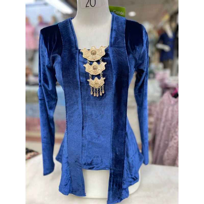 Atasan kutu baru bludru Navy