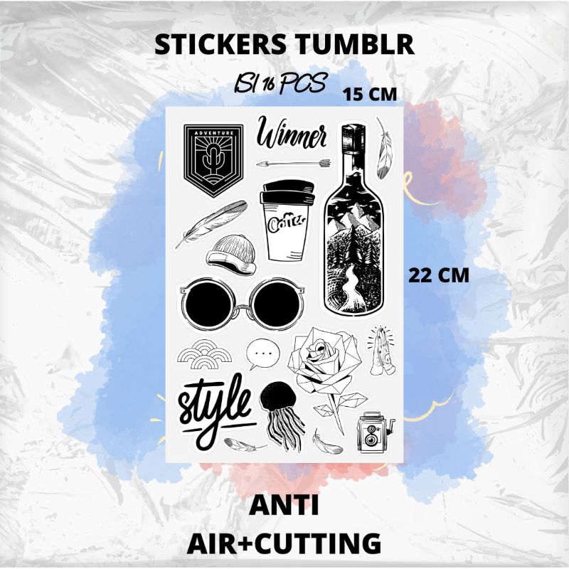 

STICKERS TUMBLER AESTHETIC ISI 16 PCS ANTI AIR+CUTTING VOL 2