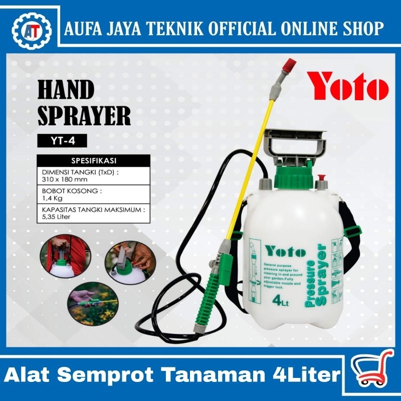 YOTO Alat semprot tanaman 4liter, semprotan hama
