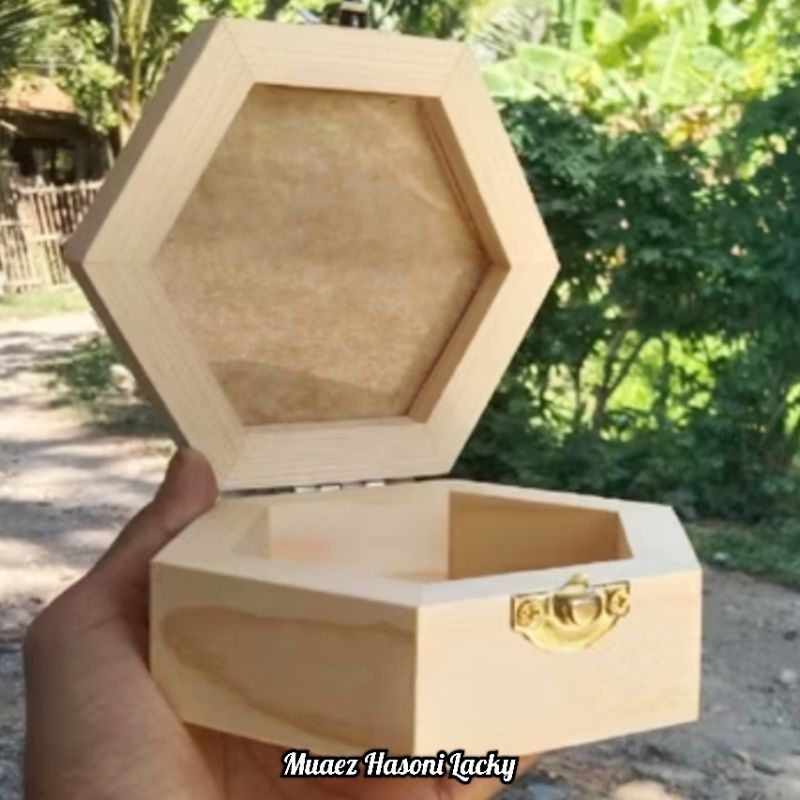 Ringbox Rustic Hexagonal | Tempat Cincin Box Mahar Pernikahan Dan Seserahan Hexagonal