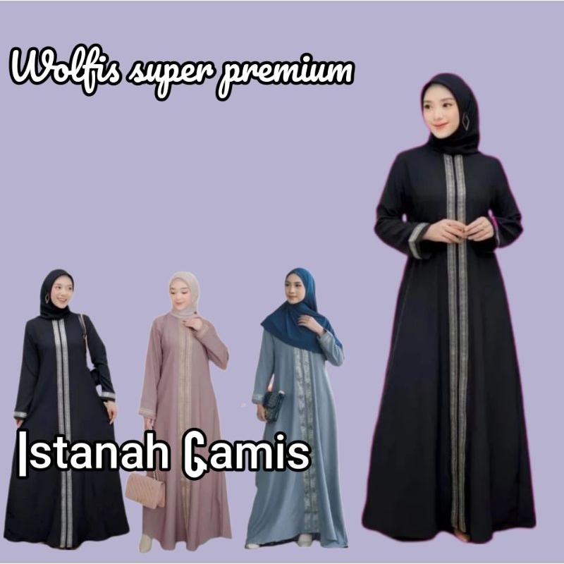 Abaya Renda FF bordir wolfis super premium/Gamis Abaya Dress Jumbo Saudi arab/Gamis sragam Hitam Mot