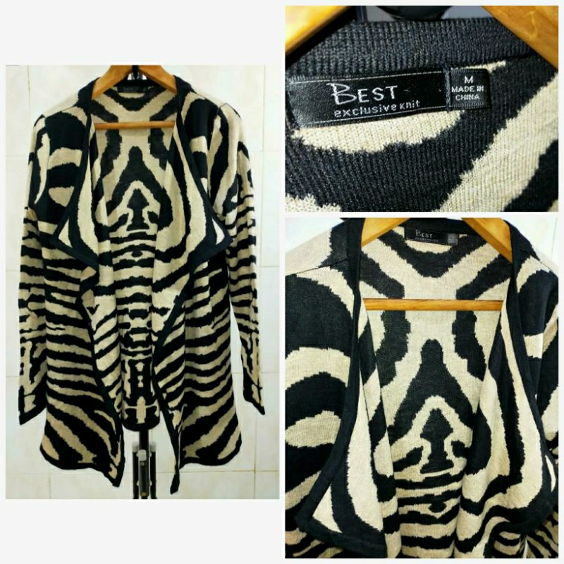 BEST exclusive knit cardigan zebra / cardigan / knitwear / knit / motif zebra / monokrom / monochrom