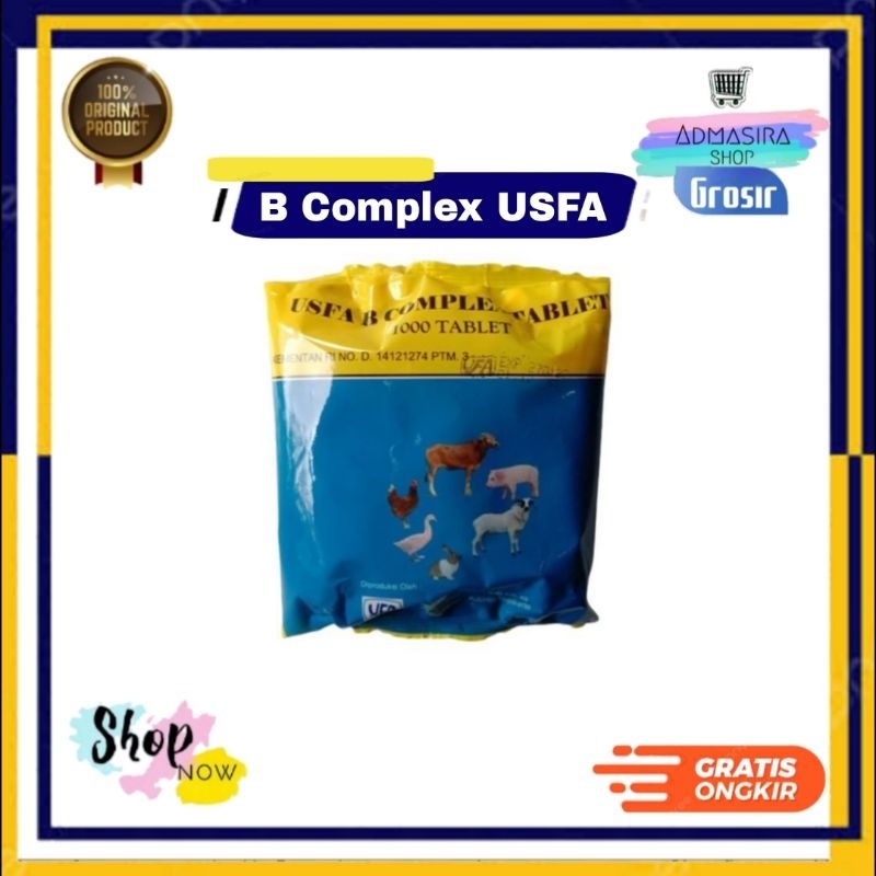 USFA B COMPLEX 1000 Tablet Vitamin B untuk Sapi Kambing Kelinci Kucing B Komplek