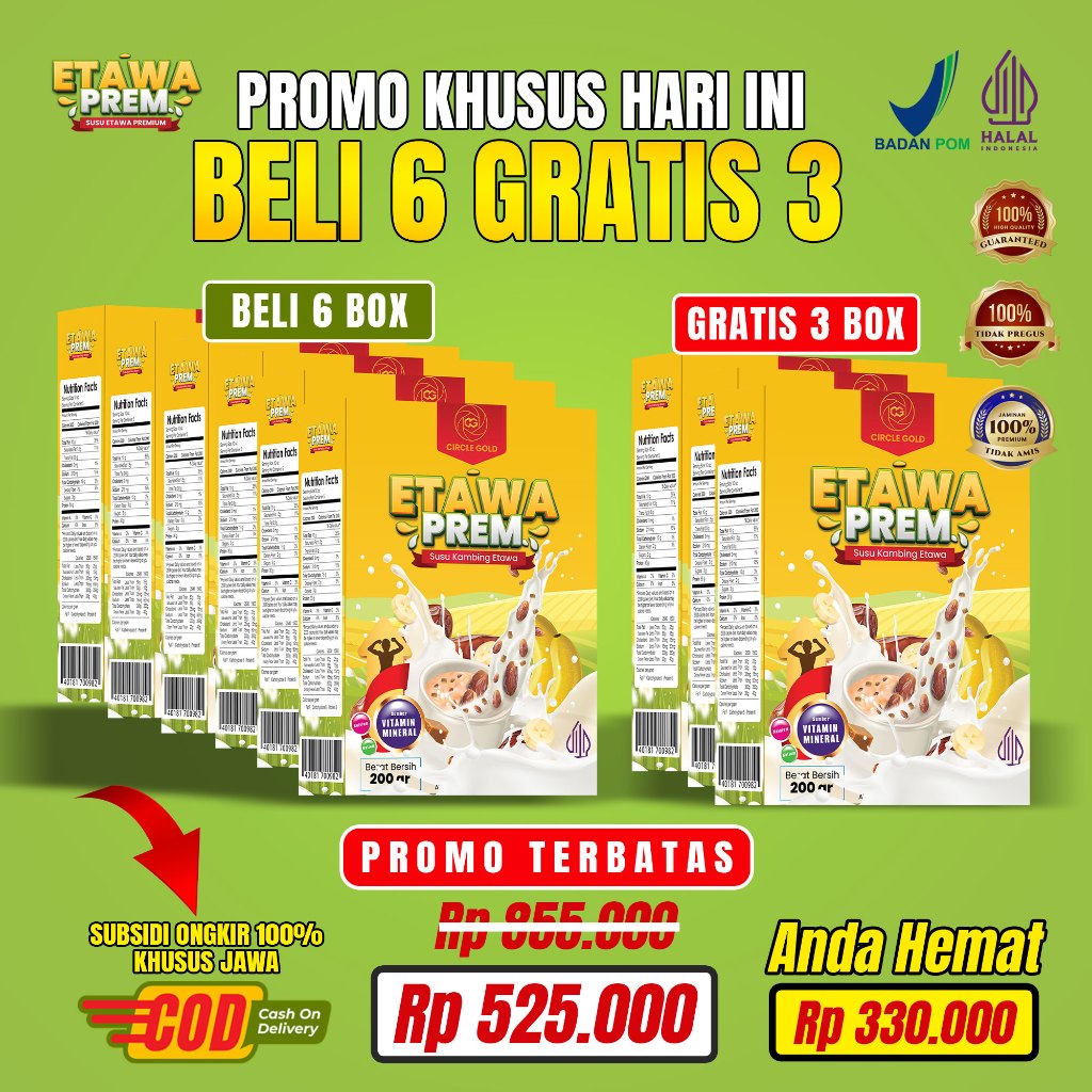 

Susu Kambing Etawaprem Beli 6 Gratis 3 Box