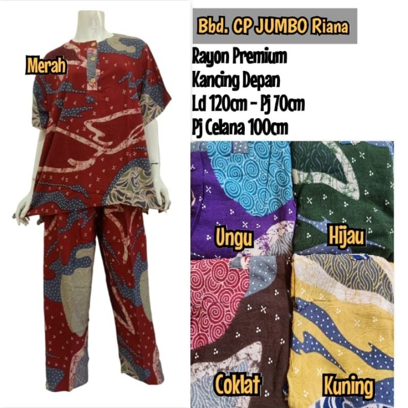 Babydoll Batik Celana Panjang Jumbo Piyama Setelan Baju Tidur Wanita Jumbo