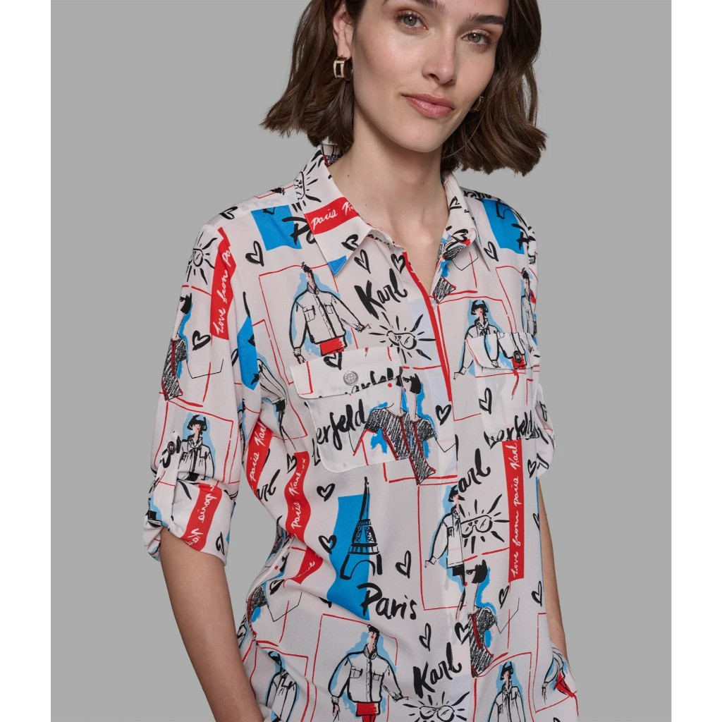karl lagerfeld kemeja wanita OF 113 original white + printing