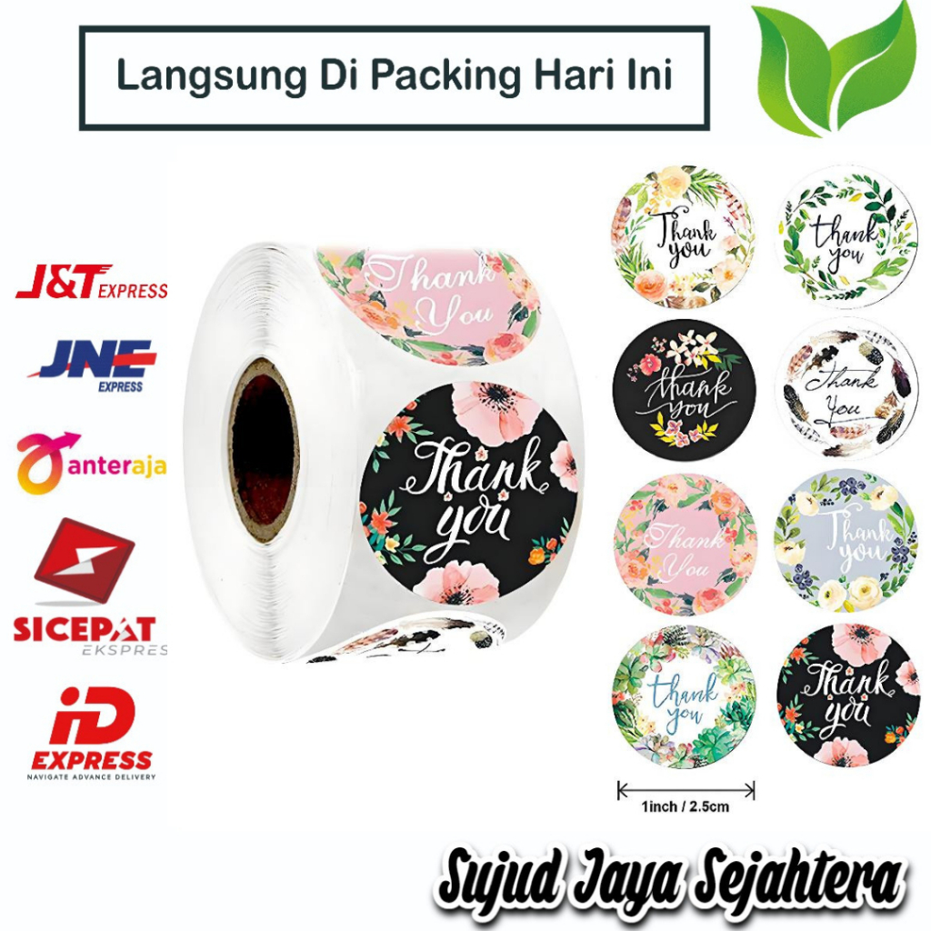 

14. STICKER THANK YOU STICKER TERIMA KASIH (MODEL FLOWER RANDOM A) 1 ROLL ISI 500 PCS TINGGAL KUPAS DAN TEMPEL