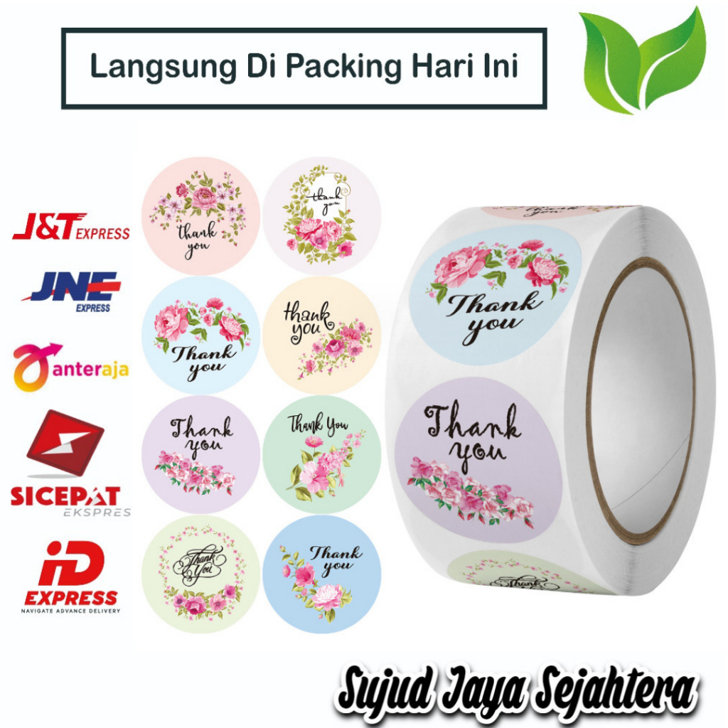 

23. STICKER THANK YOU STICKER TERIMA KASIH (MODEL RANDOM J) 1 ROLL ISI 500 PCS TINGGAL KUPAS DAN TEMPEL