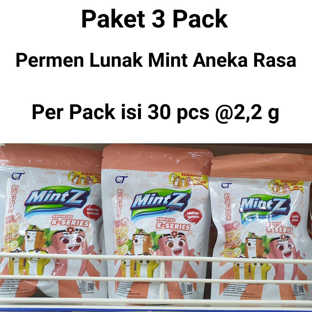 

PAKET 3 PACK Mintz K-Series Chewy Mint / Permen Lunak Aneka Rasa