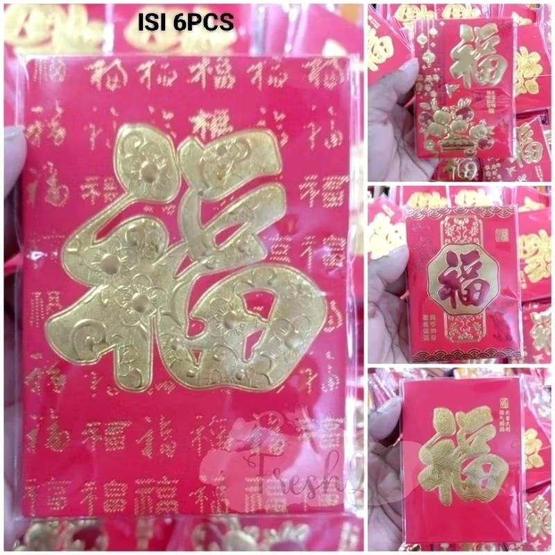 

Angpao amplop Hoki Ukuran Sedang 8,1Cm X 11,5Cm Angpao Imlek Ular 2025 Isi 6 Pcs