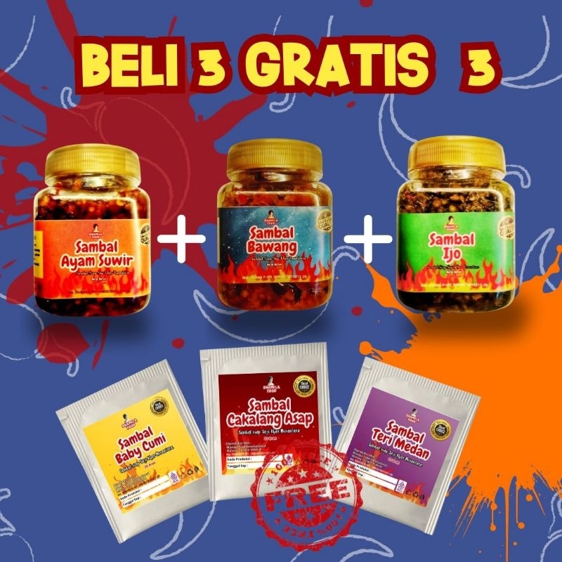 

Sambal Shamila | Paket Sambal Beli 3 Gratis 3 | Sambal pedas Gurih | 100% tanpa Gula