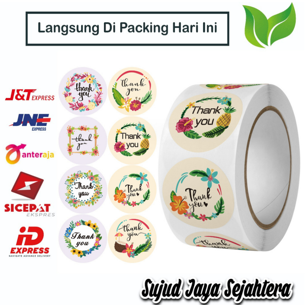 

25. STICKER THANK YOU STICKER TERIMA KASIH (MODEL RANDOM L) 1 ROLL ISI 500 PCS TINGGAL KUPAS DAN TEMPEL