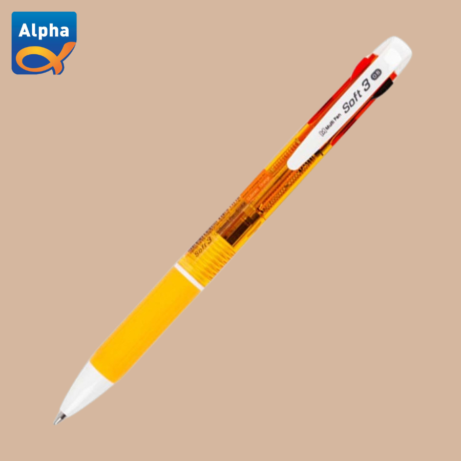 

[Alpha] Soft 3 Color Multipen 0.7 mm / Pulpen 3 Warna - Orange Body