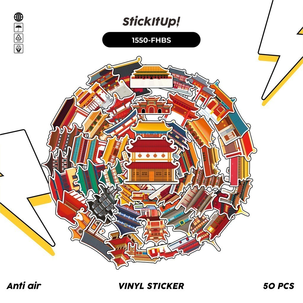 

COD✨ 100 Pcs Stiker Historical Building Lucu Anti Air Untuk Dekorasi Notebook Sepeda Skateboard Handphone DIY