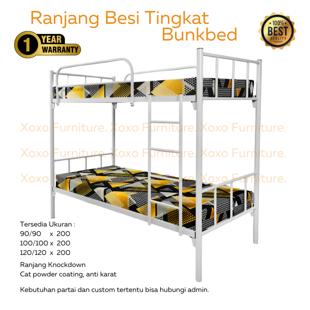 Ranjang Tingkat Ranjang Besi Susun Ranjang Anak dan Dewasa Bertingkat Bunk Bed (S2)