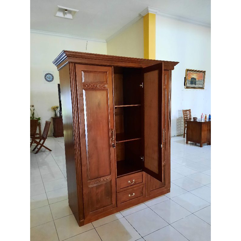 lemari pintu 3 minimalis jati jepara