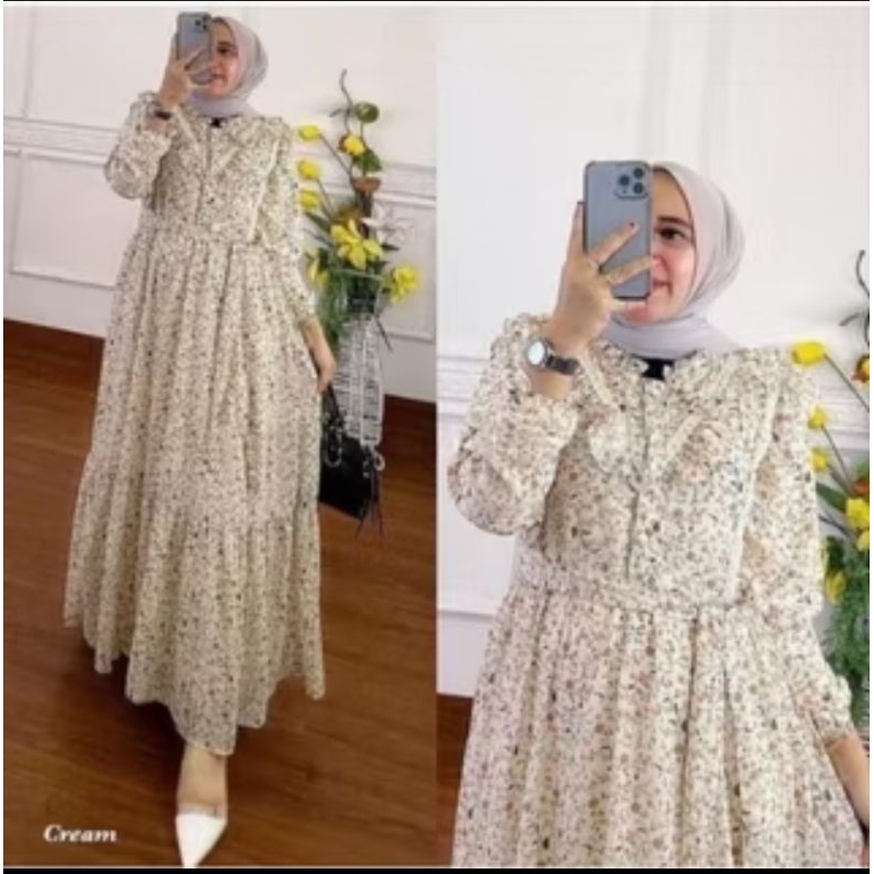 New Tiara Dress /maxy ceruty full furing
