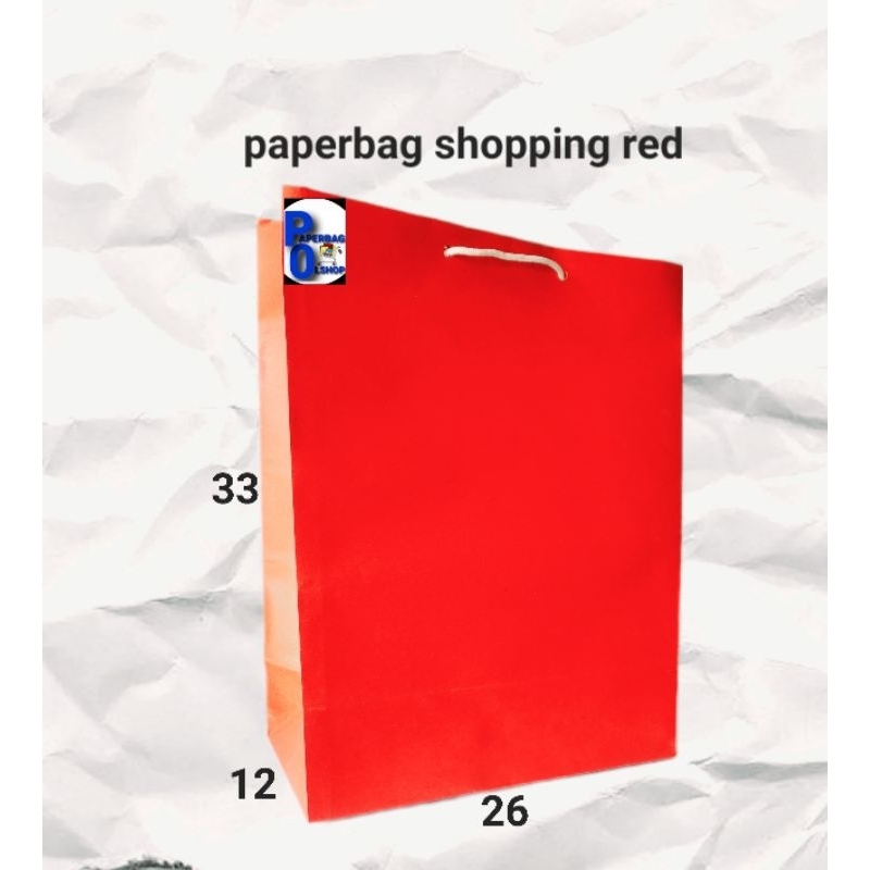 

paperbag Red shopping (33×12×26) isi 12 pc