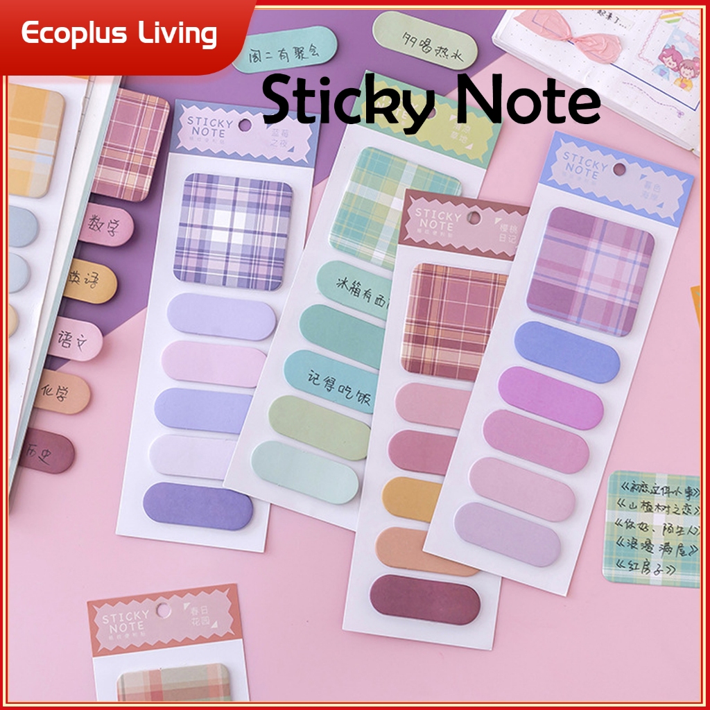 120Sticky Note Pinggiran Sudut Kotak Warna Warni Macaron Polos Catatan ATK