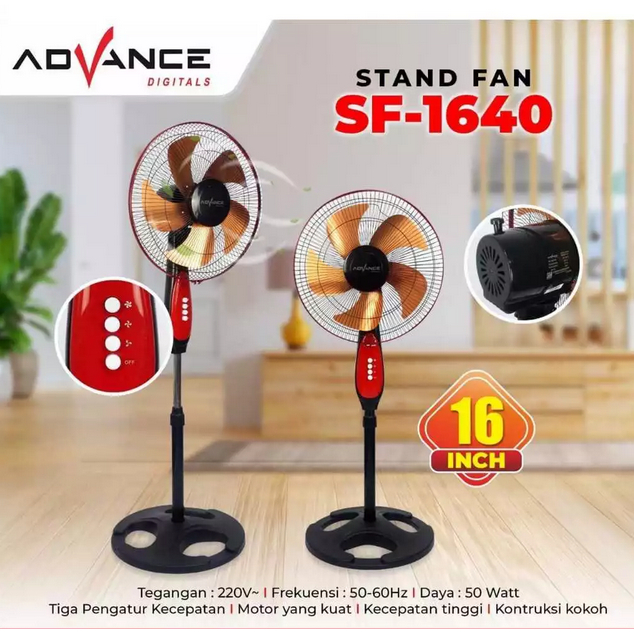 Kipas Angin Advance SF-1640 Stand Fan Kipas Angin berdiri 16 inch | Advance Kipas Angin Besi 16 Inch