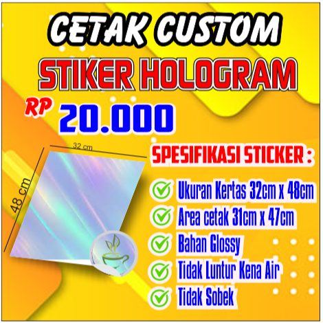 

cetak custom STICKER HOLOGRAM murah ukuran a3+ langsung jadi bisa cod sragen