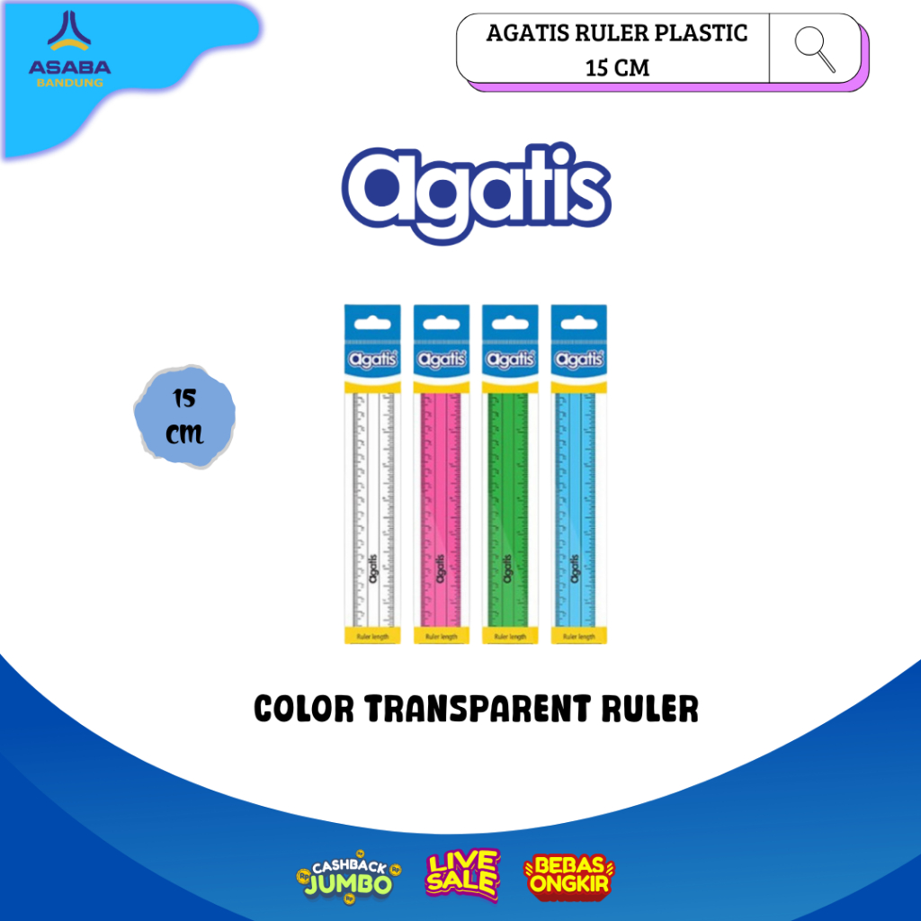 

Asaba Bandung - AGATIS RULER PLASTIC 15CM COLOR TRANSPARENT / PENGGARIS