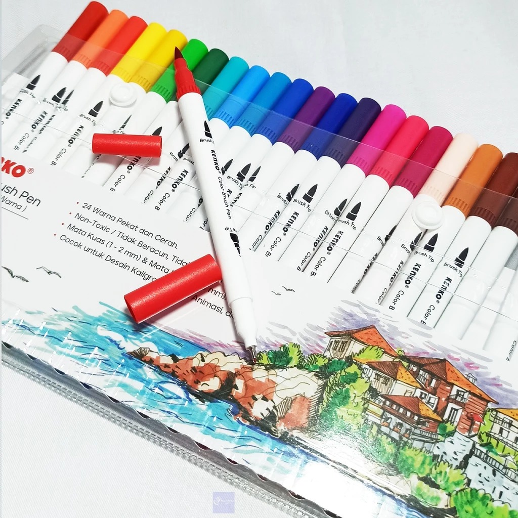 

KENKO - Color Brush Pen DBP-24 Dual Tip 24 Warna - Set