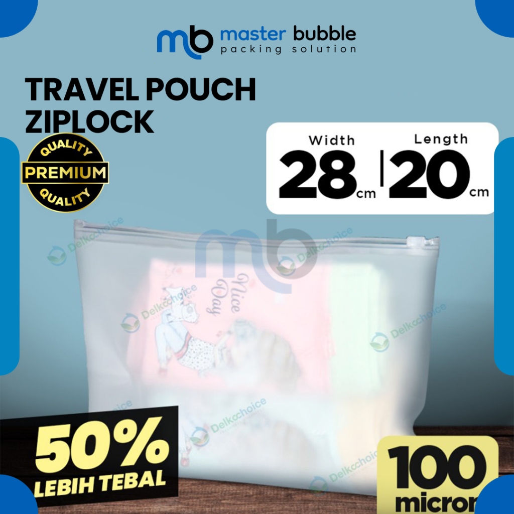 Plastik Travel Pouch Zipper Bag 28cm x 20cm LANDSCAPE 100mic Premium HD Kantong Organizer Matte