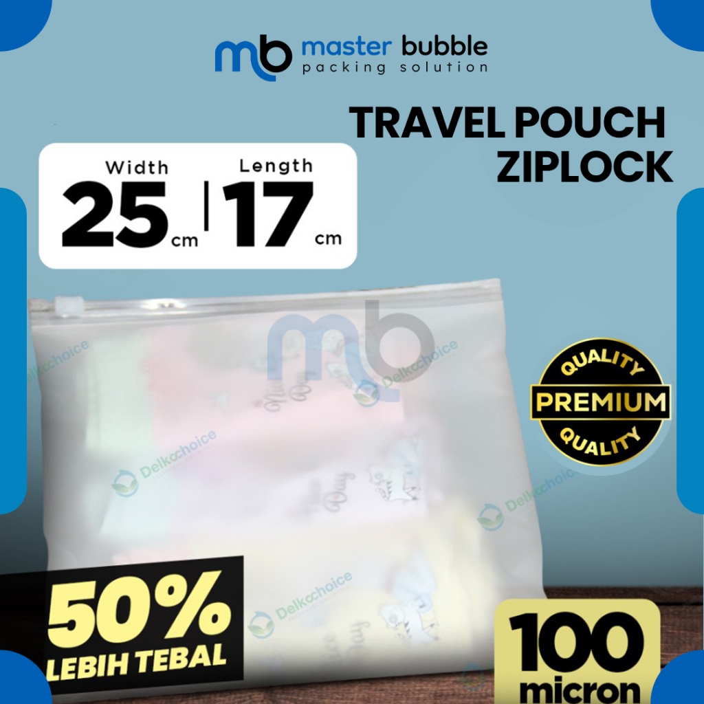 Plastik Travel Pouch Zipper Bag 25cm x 17cm LANDSCAPE 100mic Premium HD Kantong Organizer Matte