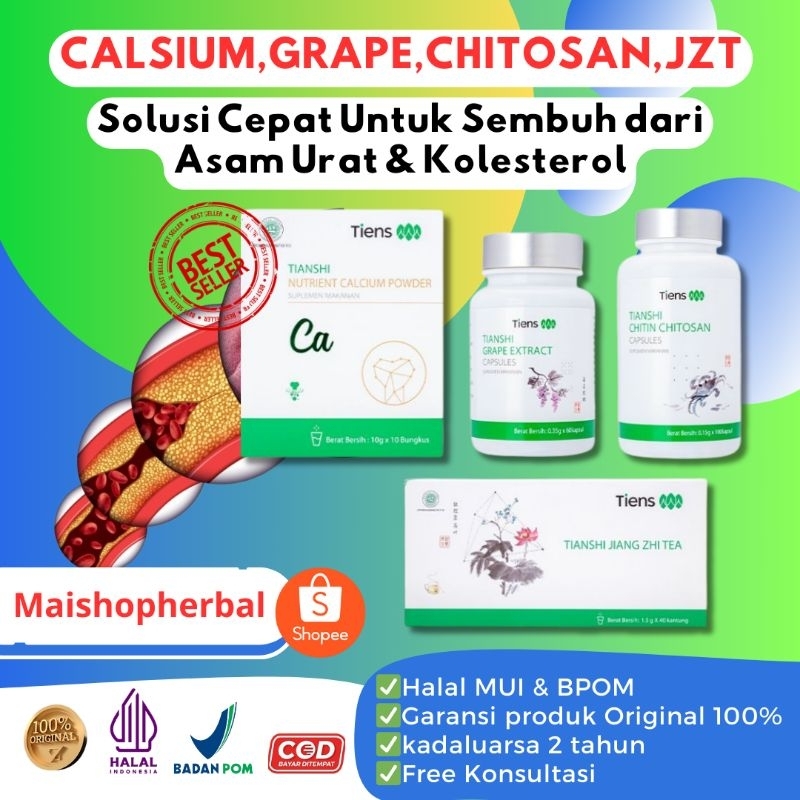 Tiens Tianshi Jiang Zhi Tea Teh Herbal Atasi Asam Urat Kolesterol Ampuh Original