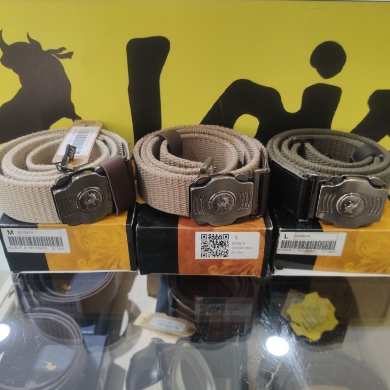 ikat pinggang lois pria original bahan kanvas variasi kulit