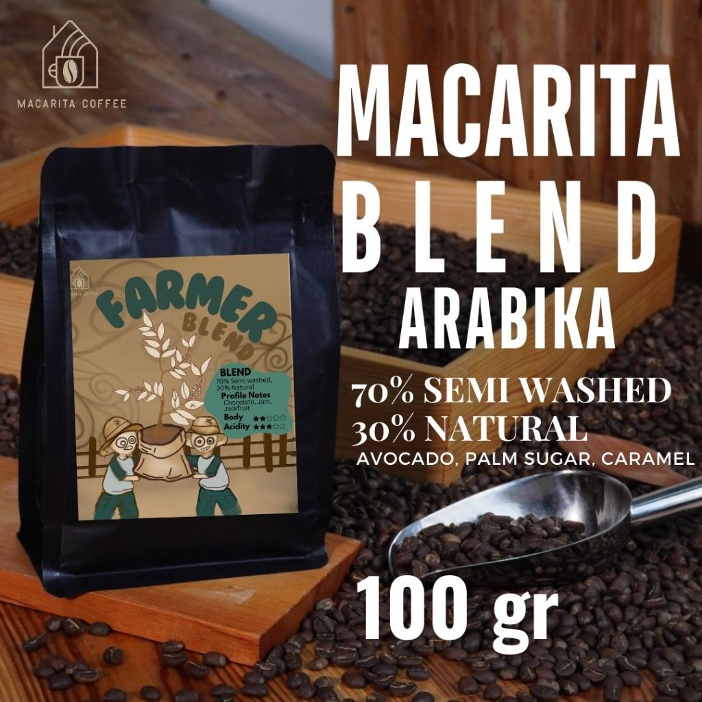 

Macarita Farmer House Blend Espreso Es Kopi Susu 70% Semi Washed 30% Natural (100% Arabika) 100gram