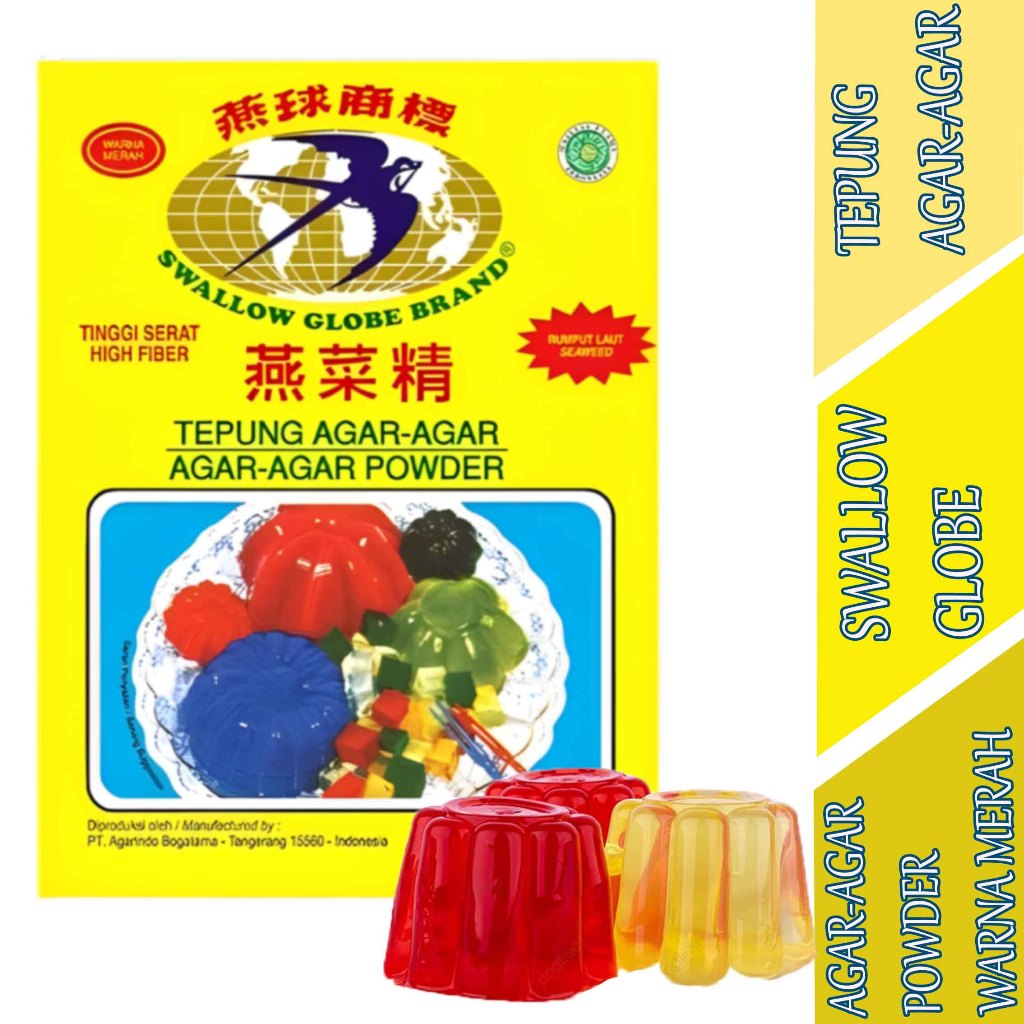 

Agar Powder Warna Merah - Swallow Globe - Tepung Agar-Agar - 7gr