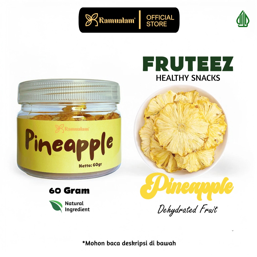 

Ramualam Fruteez Buah Nanas Kering / Dehydrated Pineapple Dried Fruit 10 / 60 Gram