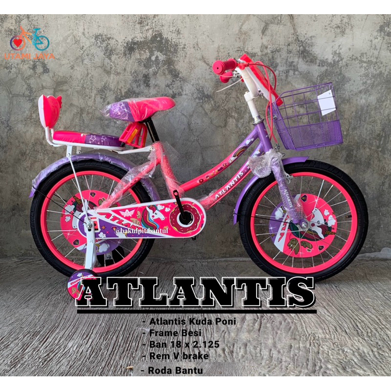 Sepeda Mini ring 18 Atlantis | sepeda Mini Atlantis ukuran 18 inch |Sepeda anak cewek keranjang mini