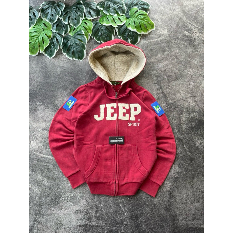 ZIP HOODIE JEEP MERAH TOPI SERPA ORIGINAL