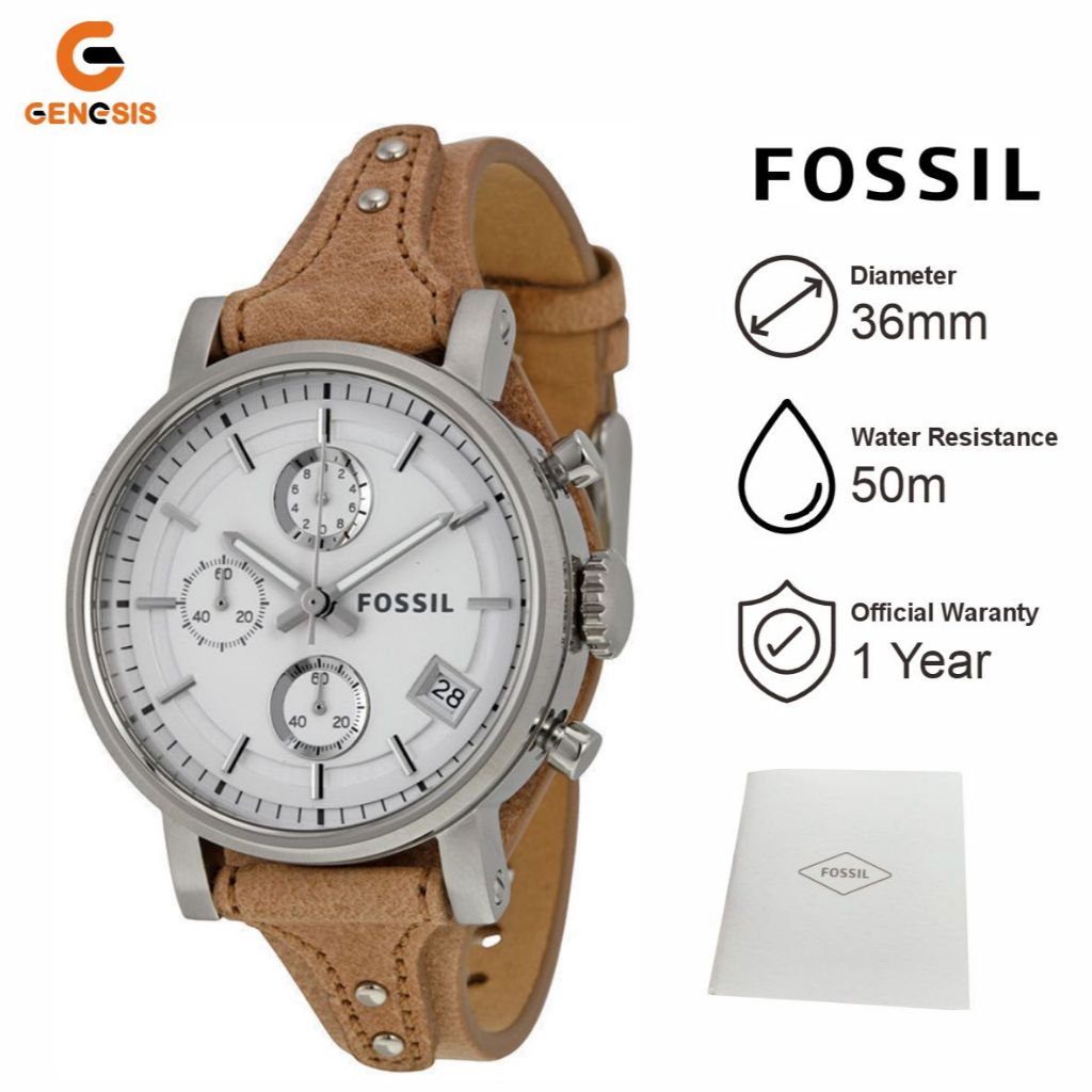 Jam Tangan Wanita Fossil ES3625 Original Boyfriend Chronograph Bone Leather Strap
