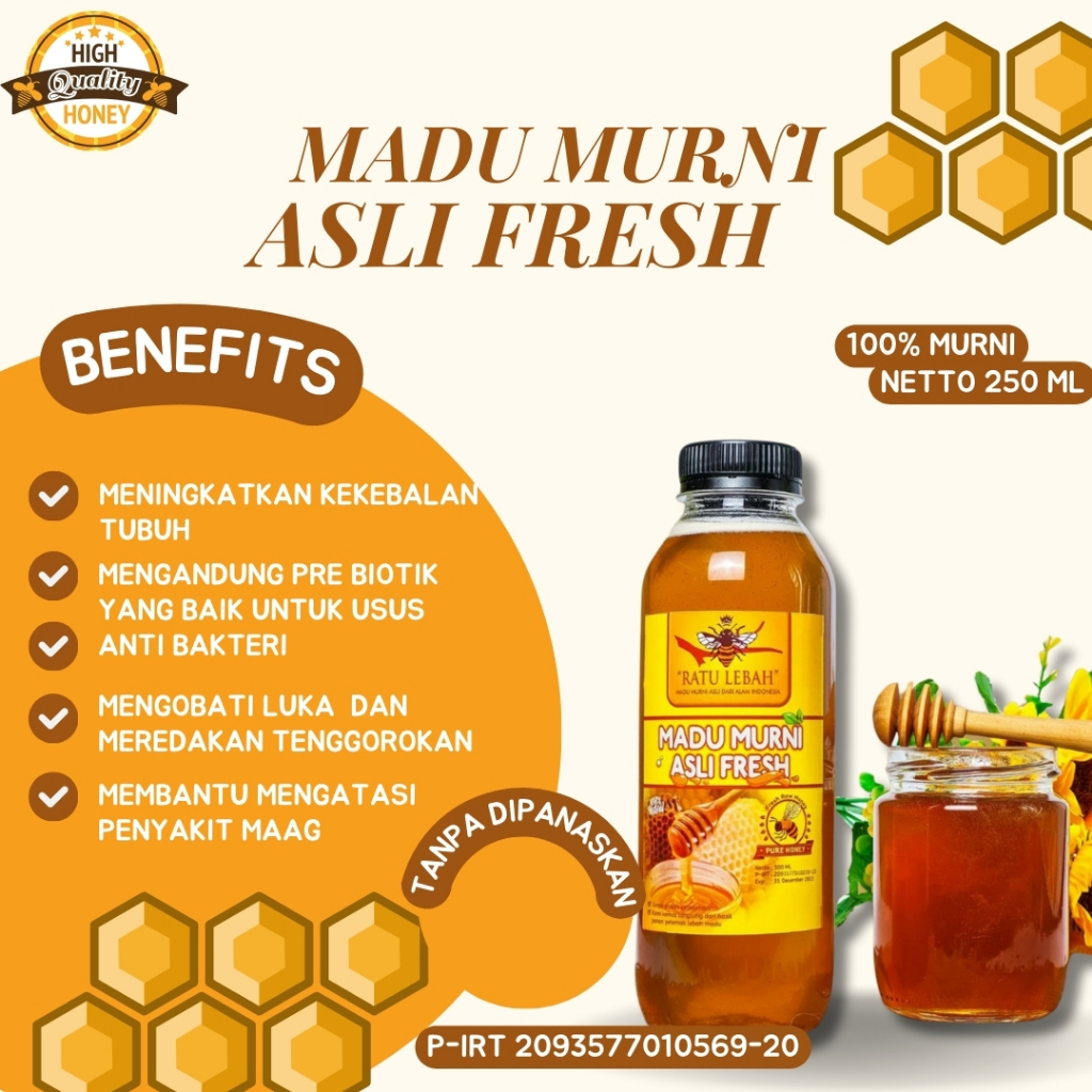 

RATU LEBAH - Madu Murni 100% Asli Fresh Multiflora - 250 ml