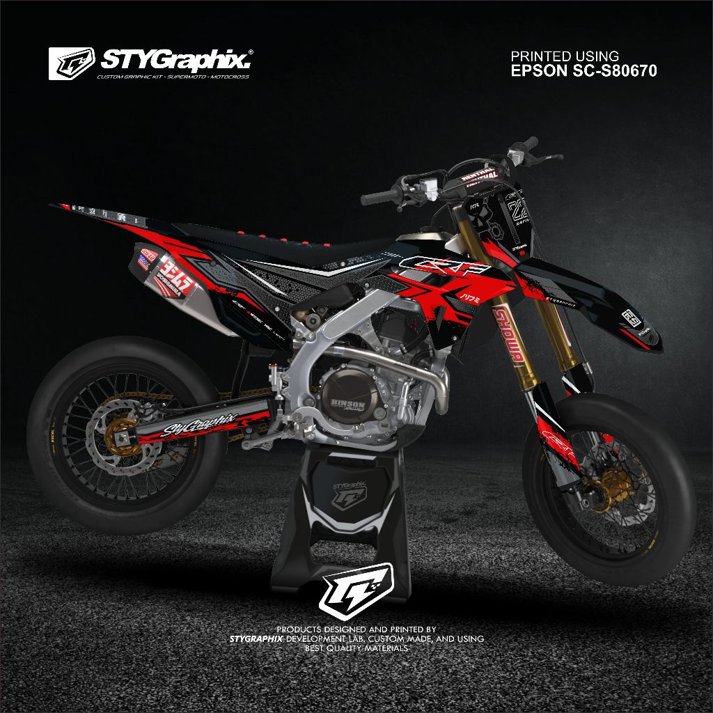 DECAL KLX DTRACKER CRF WR PUTIH LIST MERAH CUSTOM DESAIN