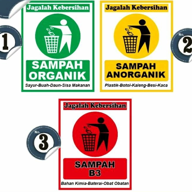

Stiker ,sampah organik ,smpah anorganik ,sampah B3