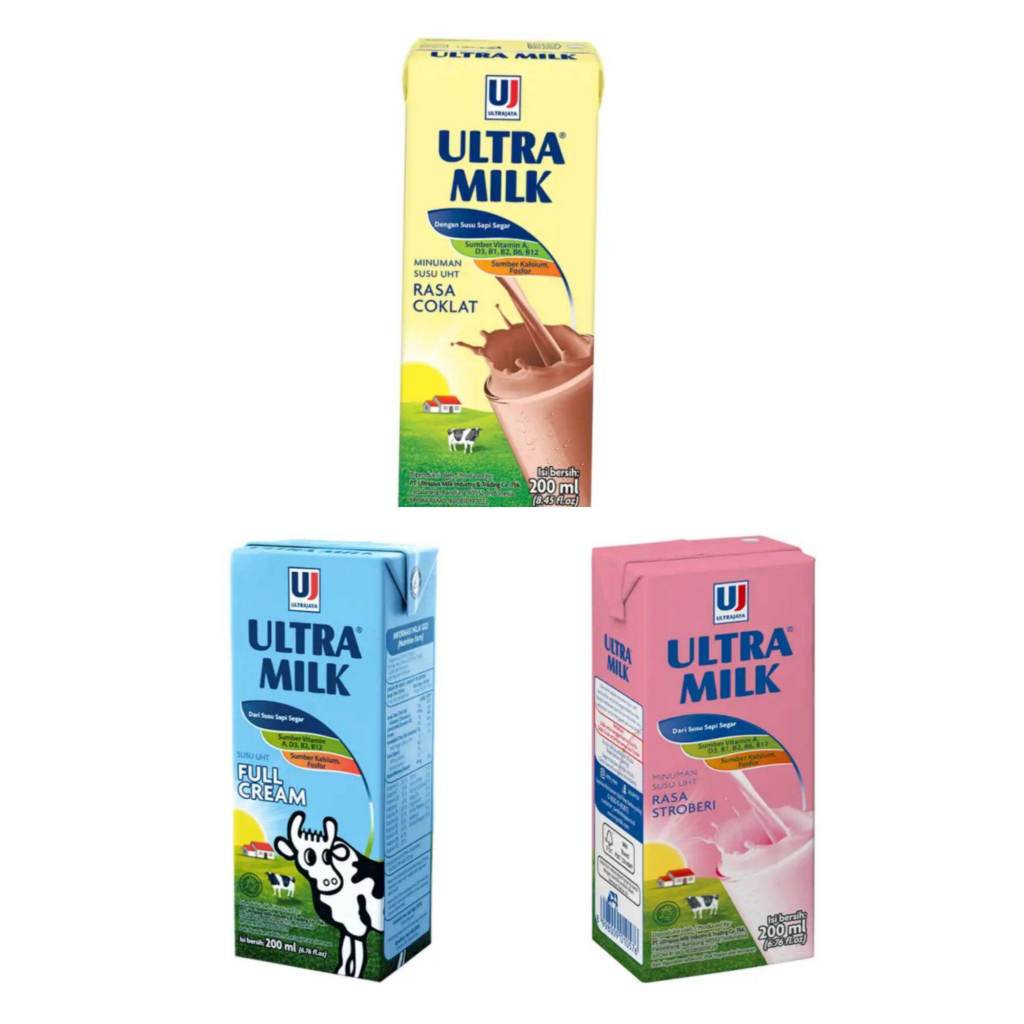 

Susu Segar UHT ultra milk Varian rasa Coklat Full cream Strawberry 200 ml PER KARTON murah grosir
