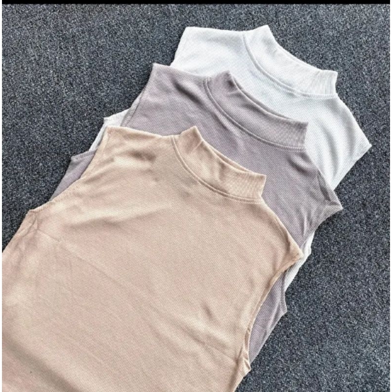 Inner Turtleneck Lengan Manset/Atasan Wanita Tanpa Lengan Model Korea