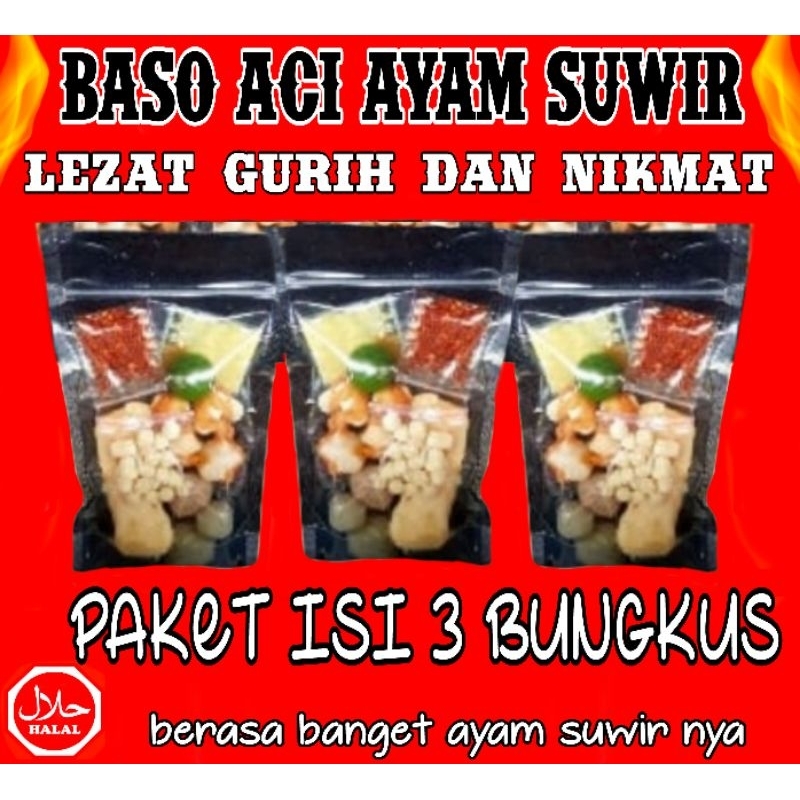 

BOCI viral hemat di kantong baso aci ayam suwir paket 3bks lezat gurih