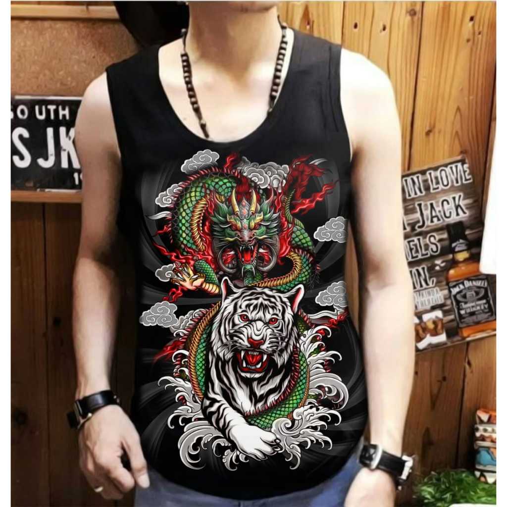 Singlet lekton pria motif macan