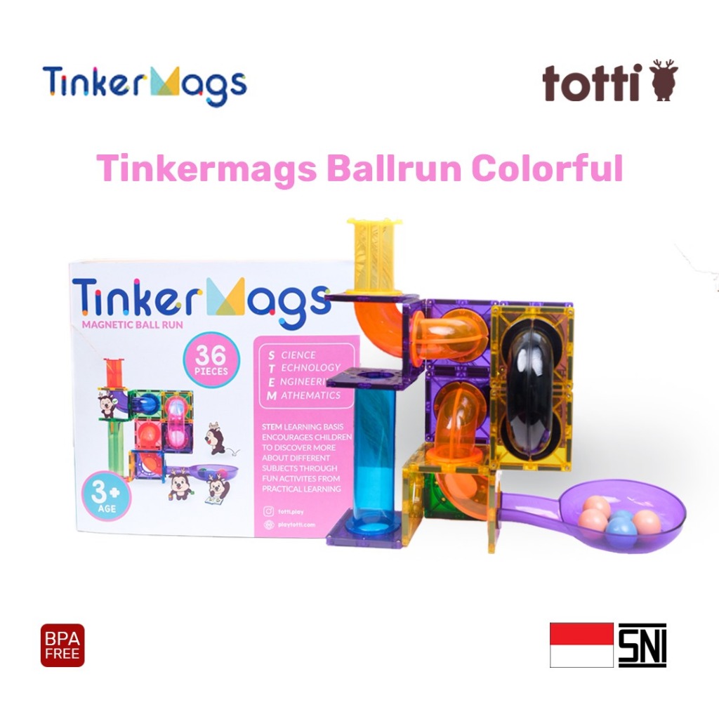 Tinkermags Ball Run Magnetic - 36pcs/Magnetic Ball Run Expansion/Marble Run