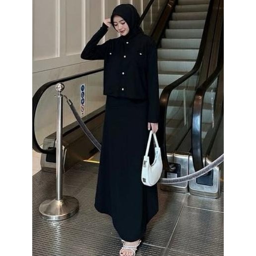 Setelan Muslim Wanita Polos  Bahan Soft Knit Premium Set Muslim
