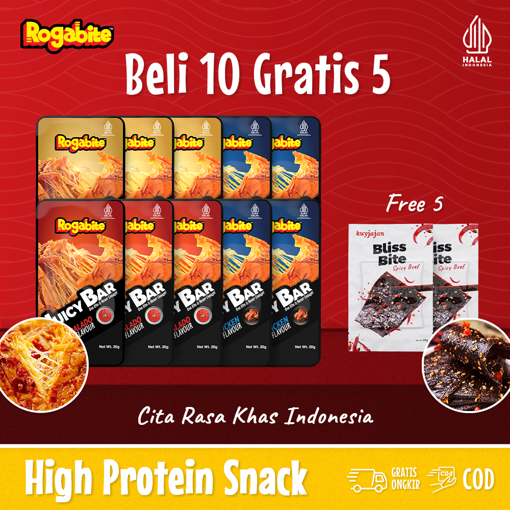 

Rogabite - [Halal] [Beli 10 Gratis 5] Juicy Bar Snack High Protein Camilan Makanan