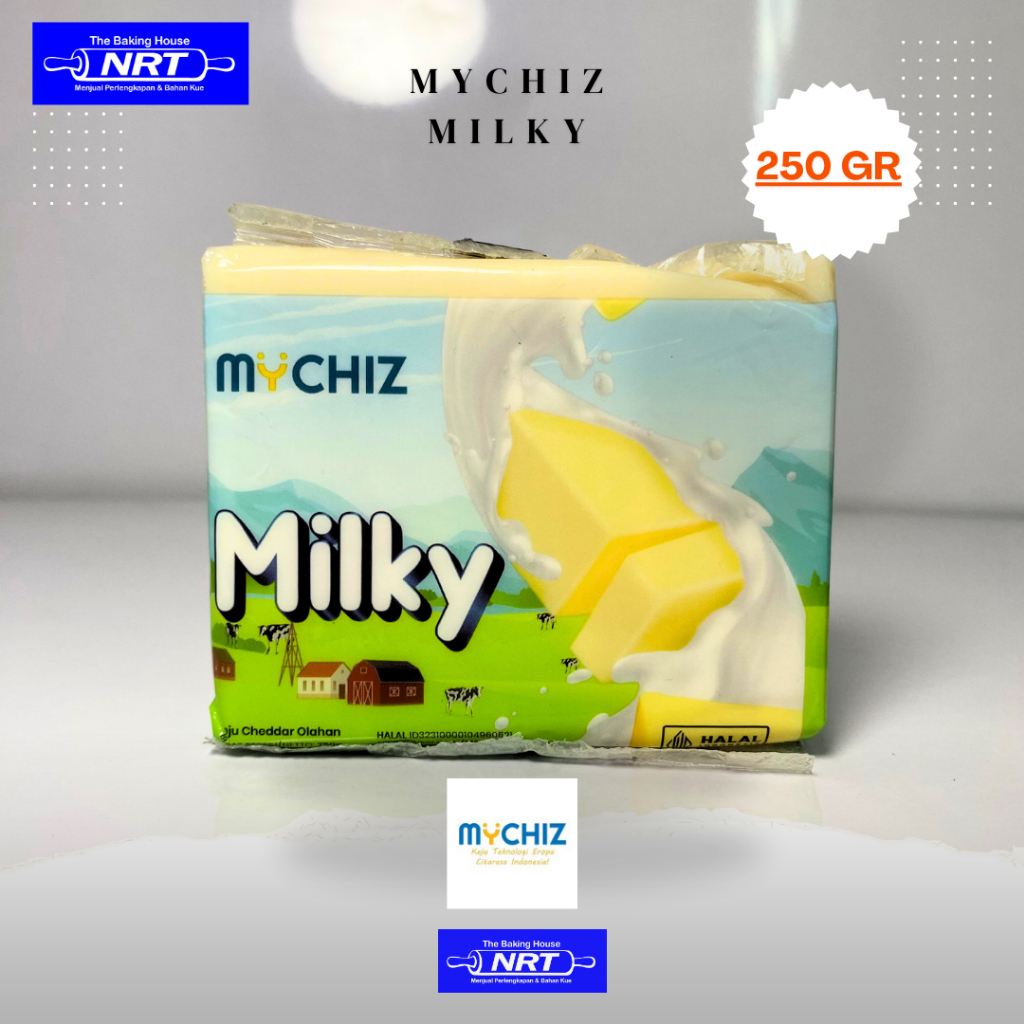 

Keju Mychiz Milky Cheddar kemasan 250gr - keju balok - keju parut