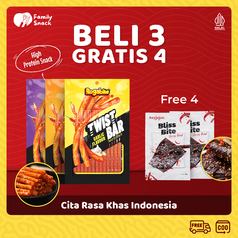 

Latiao Family Snack - [HALAL] [Buy 3 Get 4] Twist Bar High Protein FREE Bliss Bite | Gluten Spicy Tofu Camilan Snack a Vegetarian | Latio Halal